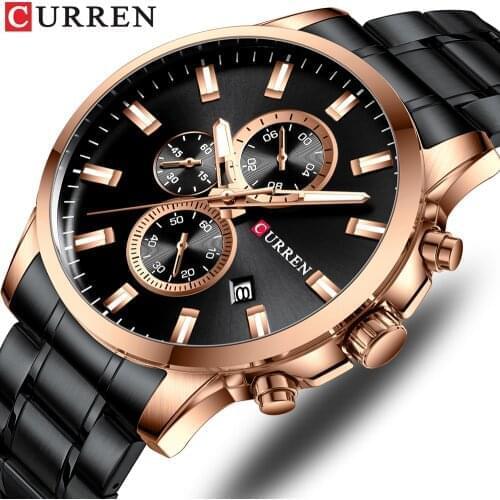 Relogio Masculino Reloj Hombr CURREN Men Watch Top Brand Stainless Steel Mens Watches Chronograph Quartz Watch Men Sports Clock