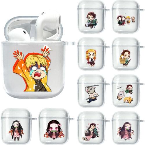 Cartoon Demon Blade Anime Case For AirPods 1 2 Transparent Protector for Apple Airpods Charging Box Cover Earphone Thin Bags
