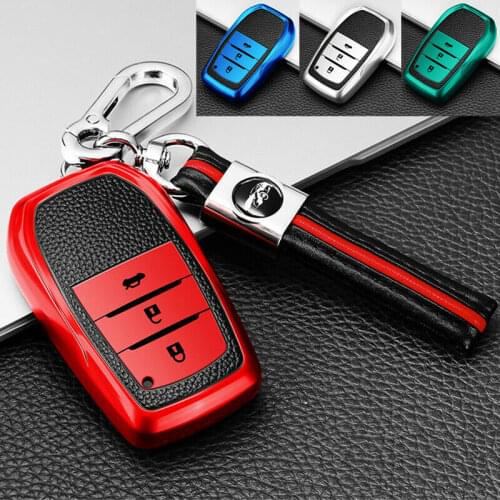 TPU Car Key Cover For Toyota Camry Hybrid Land Cruiser Highlander Keychain Leather Pattern Smart Remote Control Fob Protect Case
