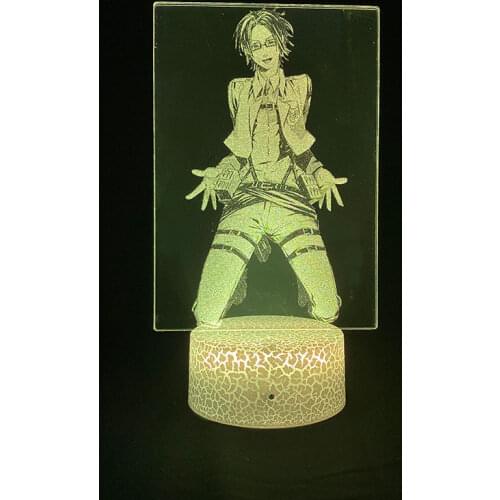 Kids Night Light LED 3D Picture Lamp Anime Nightlight Attack on Titan Hange Zoe Bluetooth Speaker Room DecorTeenager Gift