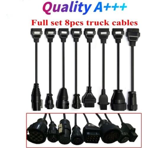 Newest Full Set 8 Truck Cables OBD2 Diagnostic Tool OBD OBDII obd2 Connect Cable For delphis vd ds150e cdp interface Scanner