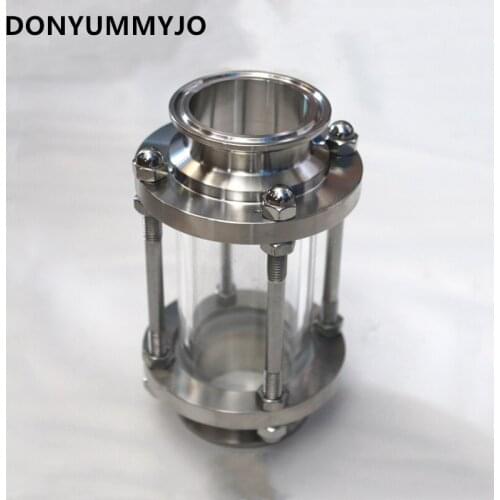 DONYUMMYJO 1pc 38mm 1.5" Tri Clamp Clover Sanitay Flow Sight Glass Diopter Fit 38mm Pipe OD 304 Stainless Steel Fitting