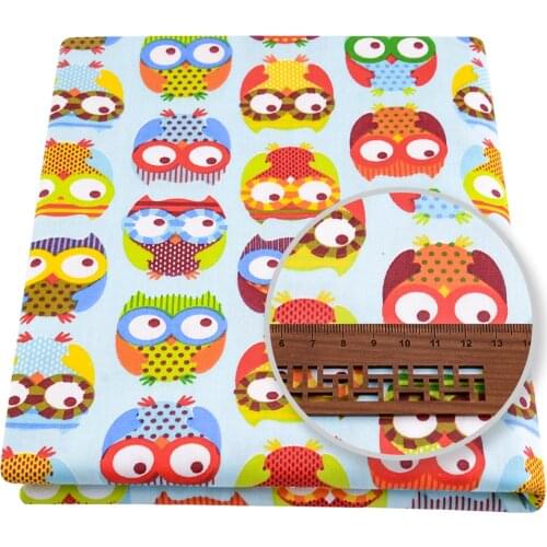 Teramila Cotton Fabric Patchwork Quilting Sewing Cloth Craft Bedding Decoration Tissue Home Textile Beige Pink Owls Cute Bird
