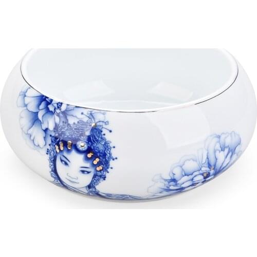 Stoneware Large Tea Wash Chinese Tea Set Pen Wash Blue and White Ceramic Accessories Tea Ceremony