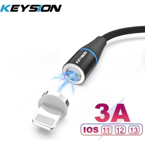 KEYSION Magnetic USB Cable for iPhone 11 Pro XR XS Max 6s 7 8Plus 5s 3A fast Charging Cable Charger wire for Lightning iPad mini