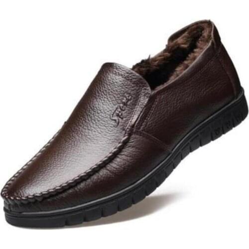 2020 Men Winter Genuine Leather Snow Boots Brand Warm Plush Comfortable Fur Shoes Botas Hombre Footwear Zapatos Size 40 41 42 44