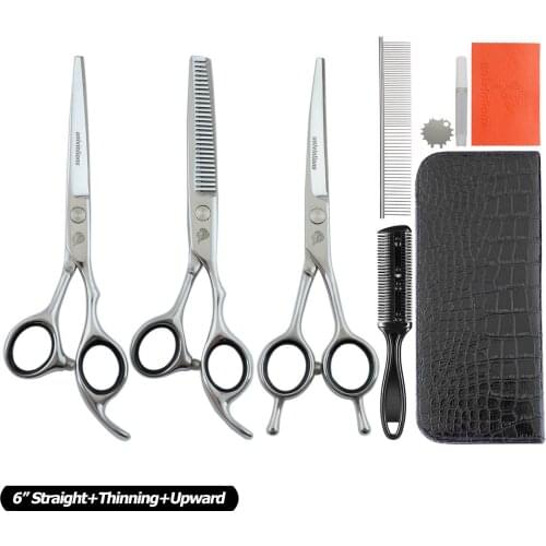 Univinlions 6.0/6.5/7.0 Inch Shears Grooming Scissors Kit For Dogs Straight Thinning Curved Scissors Home Grommer Scissors Set