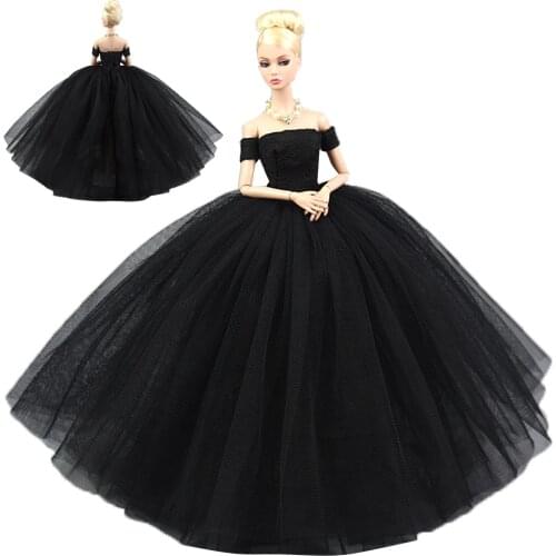NK Newest 1 Set Doll Noble Black Dress Princess Wedding Dress Fashion Party Dress For Barbie Accessories Doll Best Girl Gift 9X