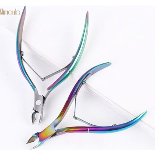 1Pcs Cuticle Scissor Stainless Steel Nail Clipper Laser Gradient Dead Skin Scissors Toenail Trimming Nipper Manicure Tools