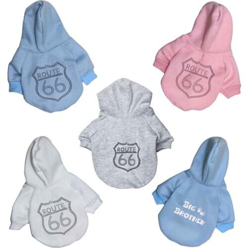 Small and Medium-sized Dog Pet Clothing Winter Comfortable and Sweet Printing Numbers and Letters Warm Hoodie Sweater Shirt