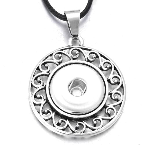 New Flower Snap Button Necklace with Chain Vintage Metal Snap Pendant Necklace fit 18mm 20mm Snap Button Jewelry For Women