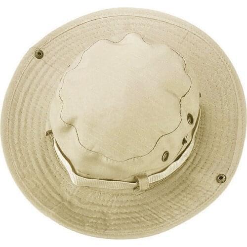 Bucket Hat Boonie Hunting Fishing Outdoor Wide Cap Military Beige Wide Brim Floppy Unisex Foldable Hiking Beach Fishing Cap