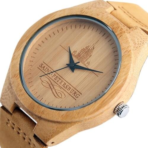 Casual Bamboo Watches Male Saint Petersburg Design Modern 100% Wooden Quartz Watch for Women Men Handmade Birthday Gifts 2017