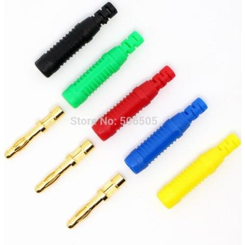 Gold plated 4mm banana plug for DIY Multimeter test equipment 5color 10pcs/lot