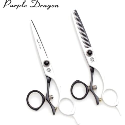 Professional Barber Scissors 6.0" 440C Purple Dragon Hair Cutting Shears Thinning Scissors Hair Scissors Set Rotated Thumb Z9019