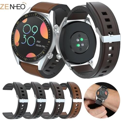 20mm Original Leather + Silicone Bracelet Band Huawei Watch GT2 42mm Replacement Watch Strap For Samsung Galaxy watch 42mm