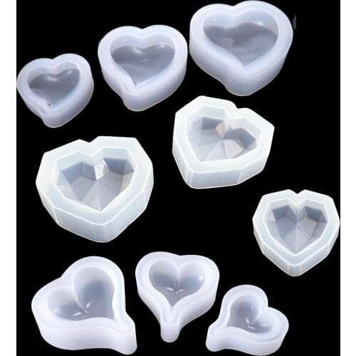 Silicone Mold Heart Shape Jewelry Pendant Making Epoxy Resin Molds Handmade Decoration Pendant Ornaments Accessories S/M/L