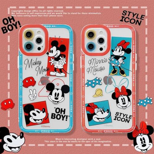 Disney Minnie Mickey Couples IPhone Case 3D Silicone Anime Square Waterproof Protector Cases for IPhone 11 12 PRO MAX X XS XR
