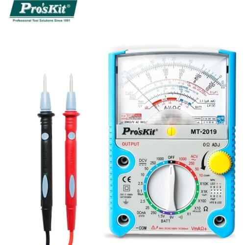 ProsKit MT-2019 Analog Multimeter Protective Multifunctional Safety Standard Professional Ohm Test Meter Pointer Tester