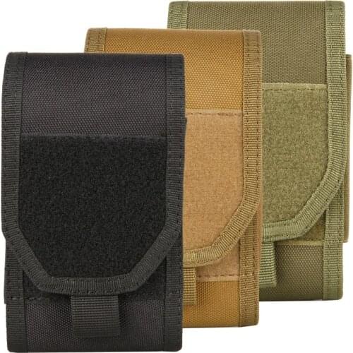 Black Army Camo Molle Bag for Mobile Phone Belt Pouch Holster Cover Case Size Tactical Military Nylon Molle