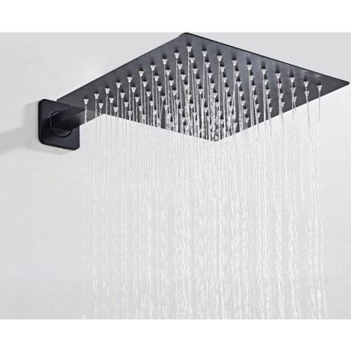Stainless steel Black Bathroom Ultrathin 2 mm Rain Shower Head 8/10/12 Inch Wall & Ceiling Square & Round Rainfall Shower head