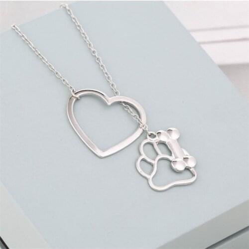 Europe And The United States Is Hollow-Out Love Dog Bone Pendant Necklace Female Creative Pet Small Adorn Article