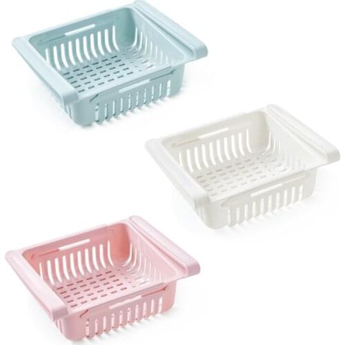 Refrigerator drawer storage box multi-purpose kitchen retractable storage storage basket refrigerator storage artifact