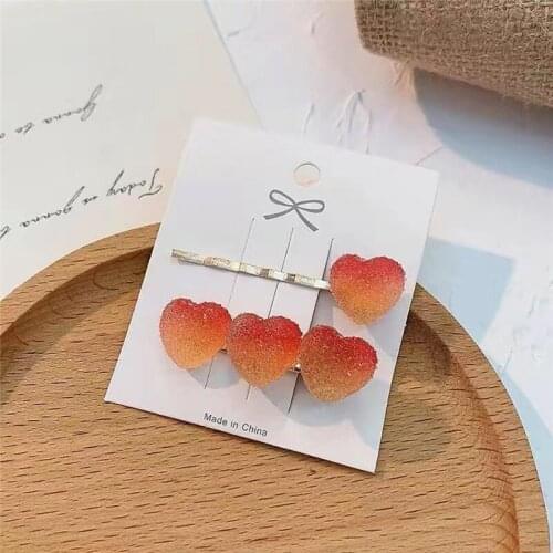 2Pcs/Set Girl Candy Color Hairpin Barrette Headwear Sweet Heart Shape Hair Pin Hair Care Styling Tools hair accessories