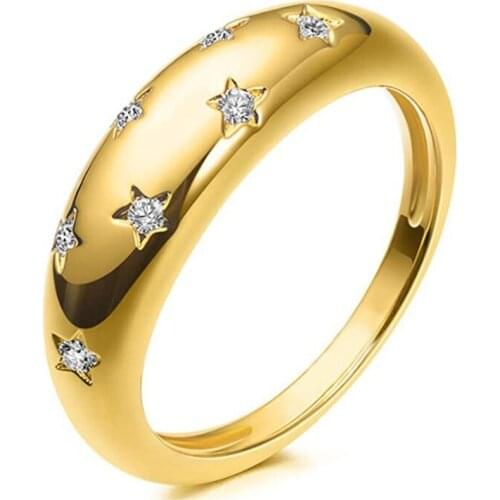 European And American Female Star Shape Crystal Gold Ring Elegant Lady Knuckle Ring Accessories 2021 Womens Jewelry