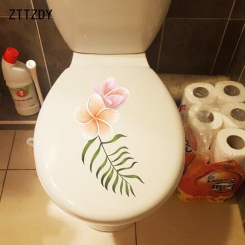 ZTTZDY 14*23.7CM Creative Plumeria Cartoon Wall Sticker Bedroom Decor WC Toilet Seat Stickers T2-0610