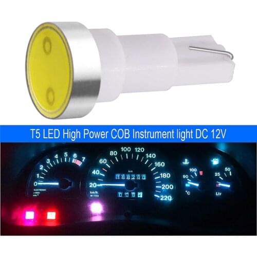 100pcs High Quality T5 COB 74 W1.2W 1W LED Car Auto Dashboard Warning Indicator Instrument Lights Indicator Lights DC 12V