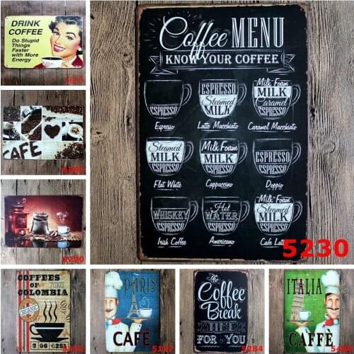 2020 Italiano Coffee Metal Signs Idea Tea Plaque Metal Vintage Wall Decor For Kitchen Bar Cafe Retro Posters Iron Painting