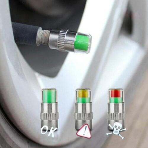 4 Pcs 36PSI Auto Car Tire Pressure Monitor Sensor Indicator Alert Valve Stems Caps Universal Car Accessories