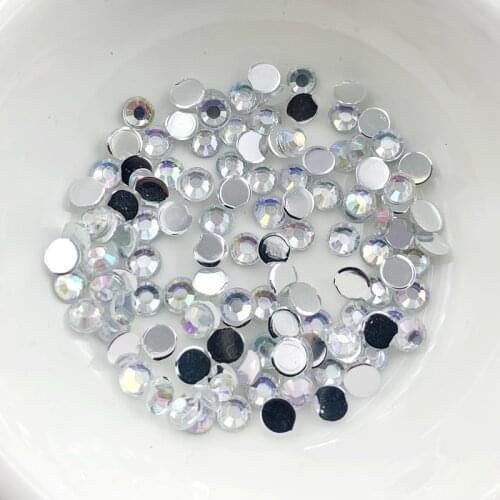 4mm 400pcs Round AB Stone Acryl Gem Clear AB 3D Nail Rhinestones Flat Back Non Hotfix Crystal -0E72