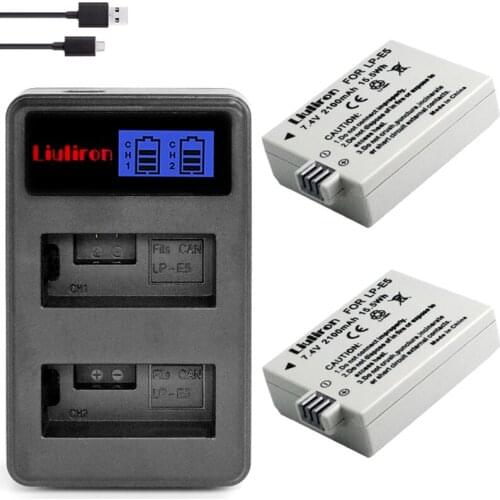 7.4V 2100mAh LP-E5 LPE5 LP E5 Camera battery pack for Canon EOS Rebel XS rebel T1i rebel XSi 1000D 500D 450D L10