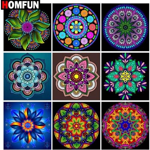 HOMFUN Diy 5d Diamond Painting "Religious Mandala scenery" Cross Stitch Square Round Diamond Embroidery Handwork Rhinestone Art