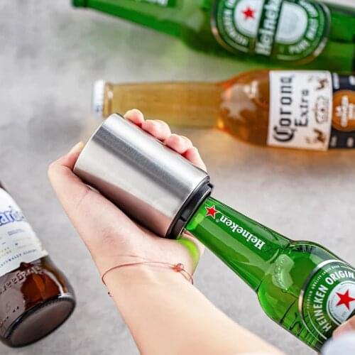 Automatic Beer Bottle Opener Magnet Beer Opener Stainless Steel Push Down Opener Wine Beer Soda Cap Opener Kitchen Tools Gadgets