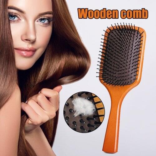 Wooden Paddle Hair Brush Detangling Hairbrush for Women Men and Kids Reduce Frizz and Massage Scalp AC889
