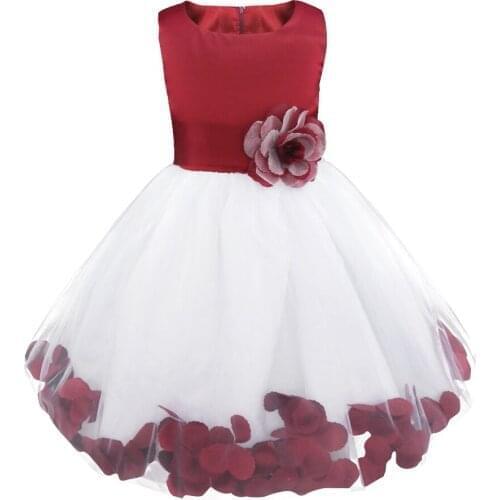 Kids Flower Girl Dress Fairy Petals Children Bridesmaid Toddler Elegant Dress Vestido Formal Wedding Party Gown Baby Clothing