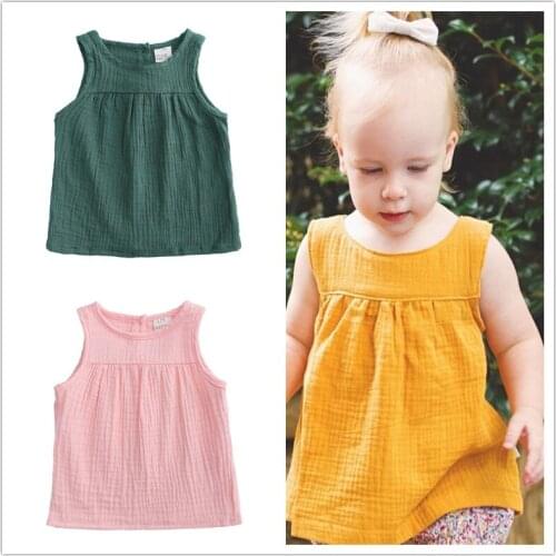 Baby Long Tees Infant T Shirts Cute Children Sleeveless Tank Tops Newborn Toddler Girl Clothes Cotton T-Shirts