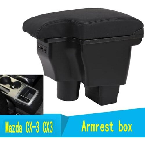 For Mazda CX-3 Armrest Box Mazda CX-3 CX3 2014-2019 Universal Car Central Armrest Storage Box cup holder ashtray accessories