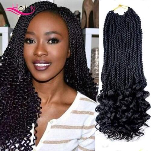 Hair Nest 18 Inches Senegalese Wavy Twist Goddess Crochet Senegalese Twist with Curly Ends Synthetic KaneKalon Braiding Hair