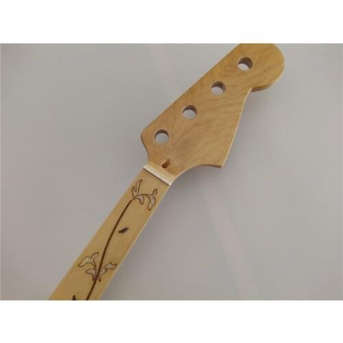 Fretless 4 String Maple 20 frets Bass Guitar Neck Replacement Maple Fingerboard inlay 34 Inch Gloss