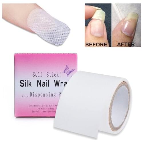 Adhesive Silk Nail Protector Wrap Fiberglass Reinforce Tools 3*100cm White UV Gel Acrylic Nail Art Tool