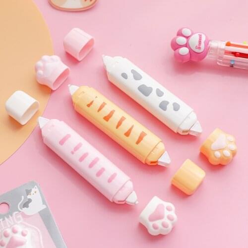1pcs Kawaii Cat Paw Correction Tape & Glue Stick Cute Claw Dual-side Multifunction Correcting Tapes Adhesive Office School H6535