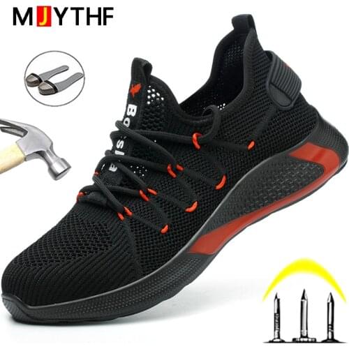 Fashion Work Shoes Sneakers Men Steel Toe Cap Safety Shoes Men Breathable Security Work Shoes Lightweight Work & Safety Boots