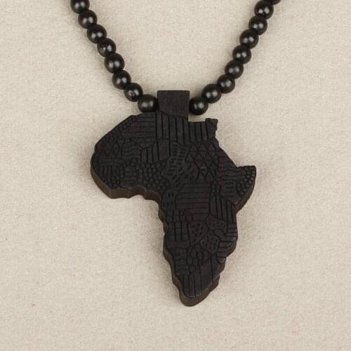 Fashion Africa Map Pendant Necklaces For Women Men Hip Hop Wooden African Maps Hiphop Pendants Long Chain Gifts