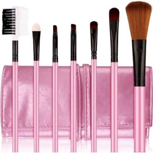 100sets/lot 7pieces Makeup Brushes Set Plastic handle Cosmetics Foundation Blush brush eye shadow eyebrow brush Makeup tools