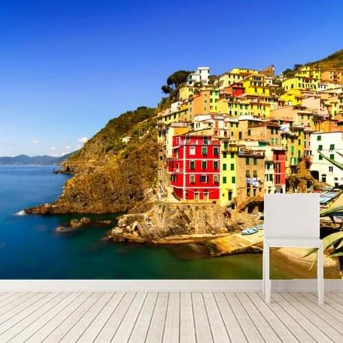 Custom mural,Papel de parede Italy Boats Coast Crag city wallpaper,restaurant bar living room tv wall bedroom 3d wallpaper