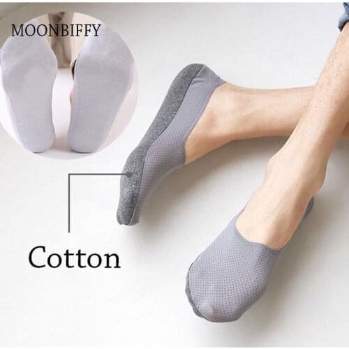 3 Pcs Boat Socks Mens Shallow Invisible Thin Socks All Silica Gel Anti-Skid Modier Cotton